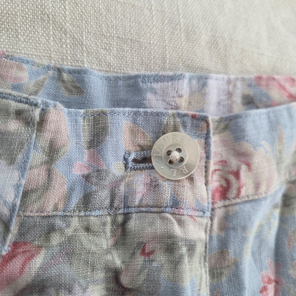 Vintage Lauren Ralph Lauren Linen Shorts Floral Womens 10, 30 Inch Waist Pink - Picture 8 of 8